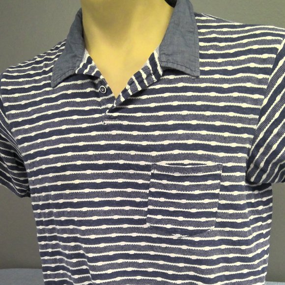 SOL ANGELES Polo Shirt Golf Casual Blue Striped Men's XL - Picture 2 of 8